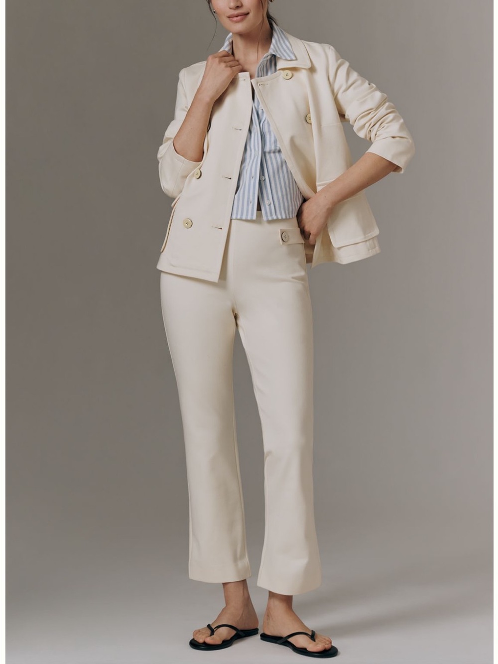 Maeve Cream Cropped Trouser Pants